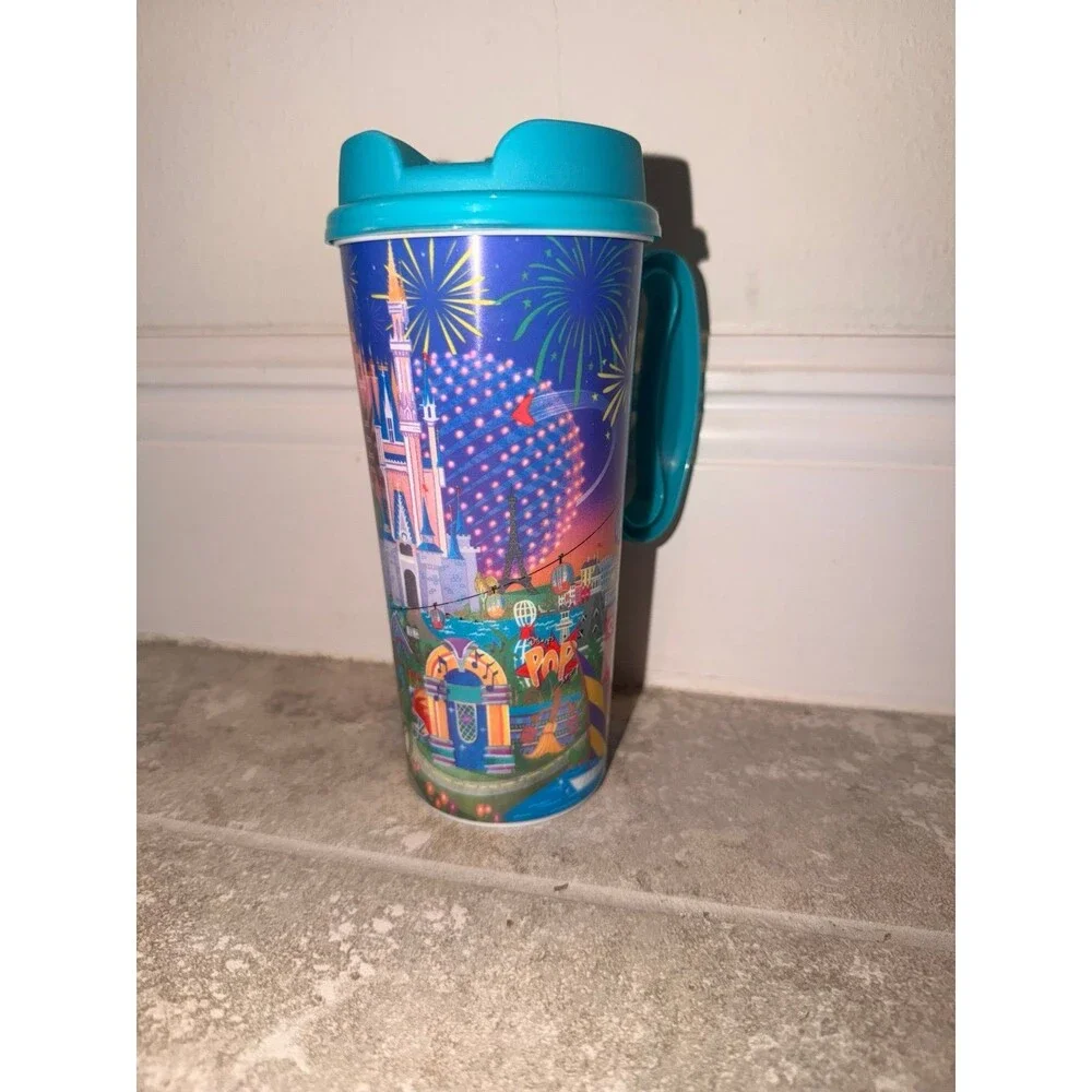 Disney World Travel Mug with Mickey Mouse and Fireworks refill tumbler blue